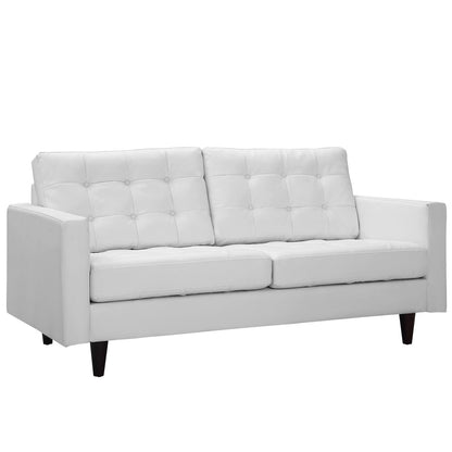 Empress Loveseat, White Leather