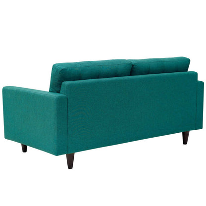 Empress Upholstered Fabric Loveseat, Fabric, Aqua Blue 13281