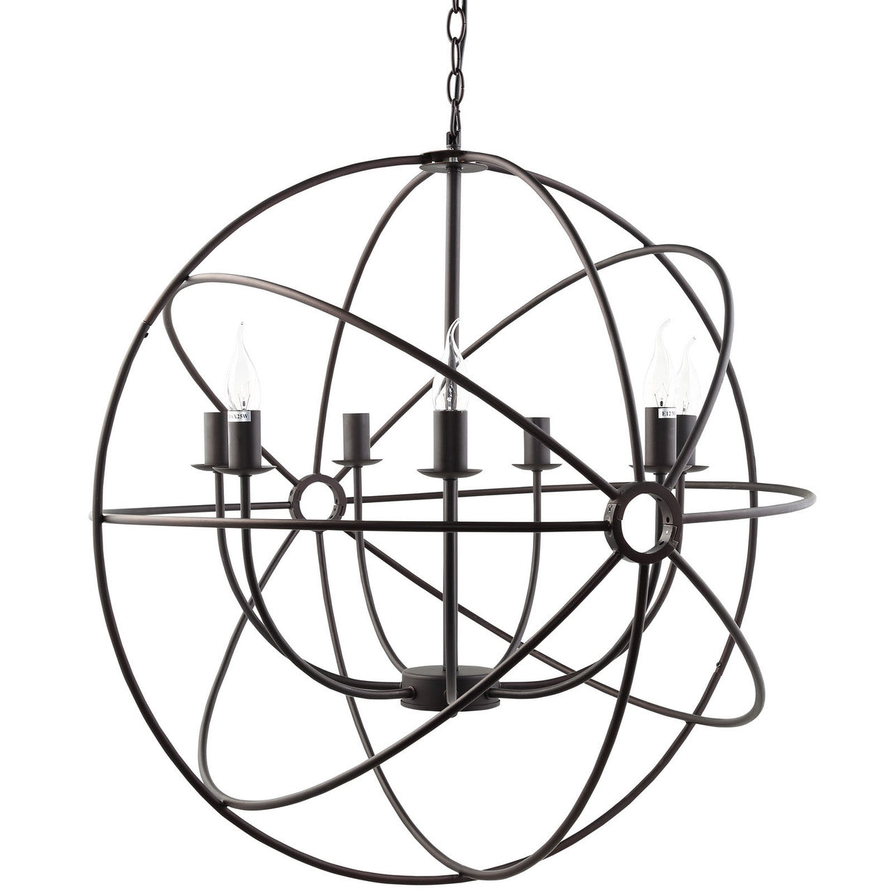 Atom Chandelier, Black Steel