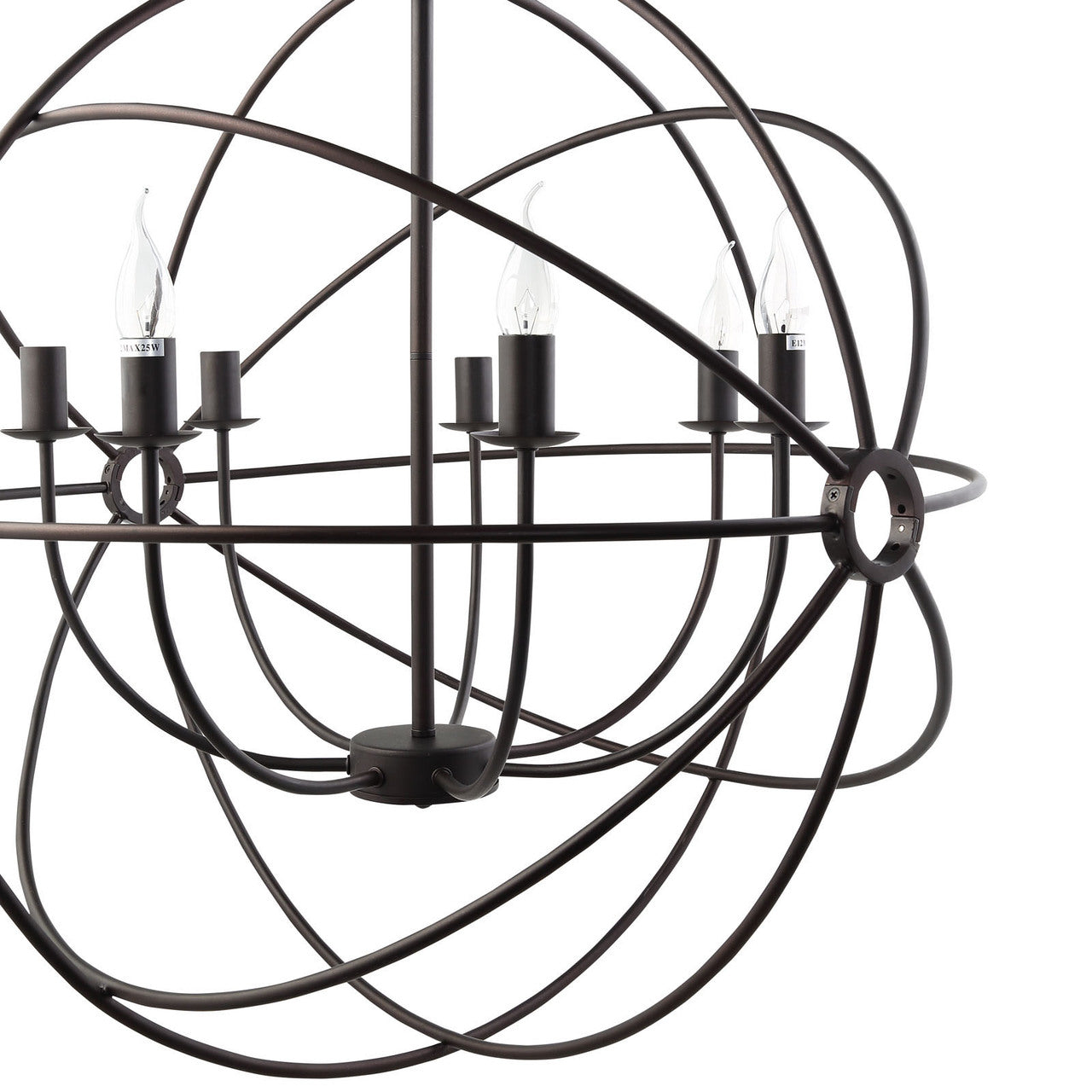 Atom Chandelier, Black Steel