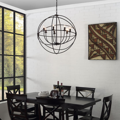 Atom Chandelier, Black Steel