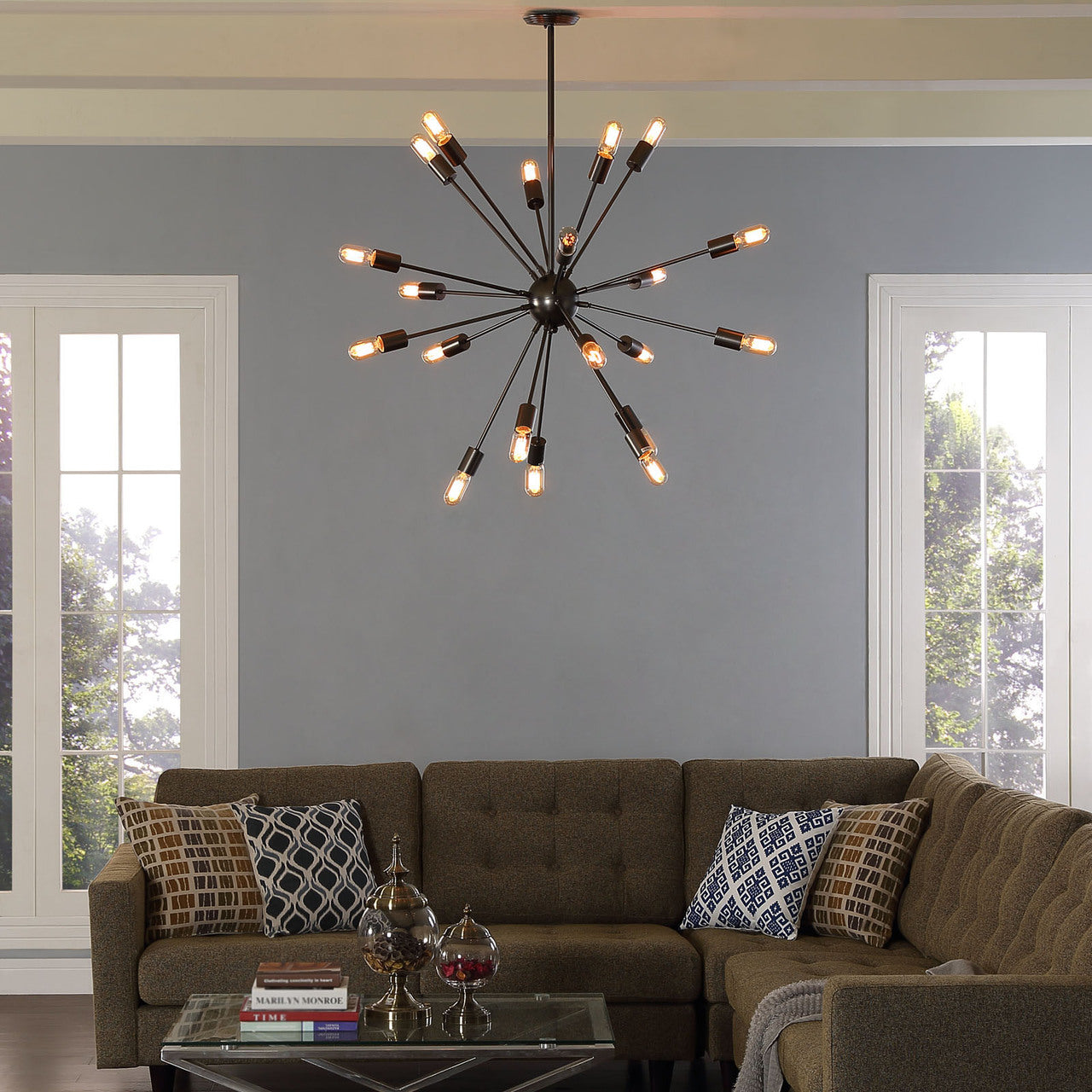 Beam Stainless Steel Chandelier, Silver Steel