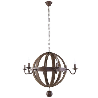 Catapult Chandelier, Brown Wood