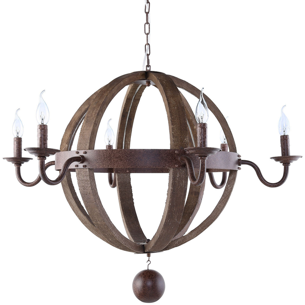 Catapult Chandelier, Brown Wood