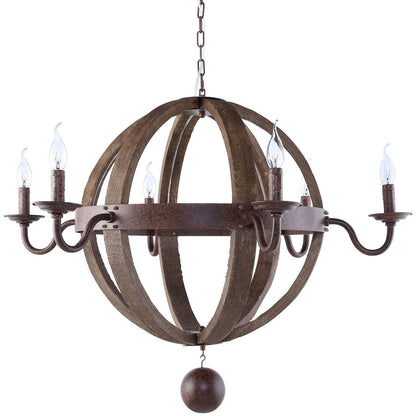 Catapult Chandelier, Brown Wood
