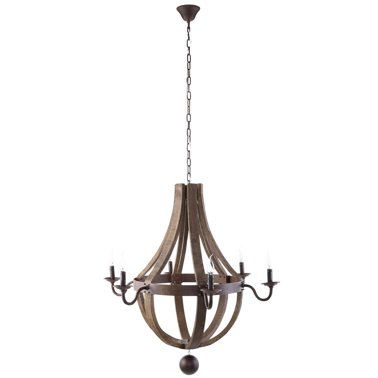 Ballista Chandelier, Brown Wood