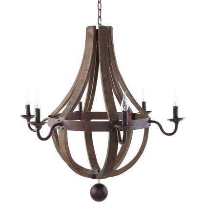 Ballista Chandelier, Brown Wood