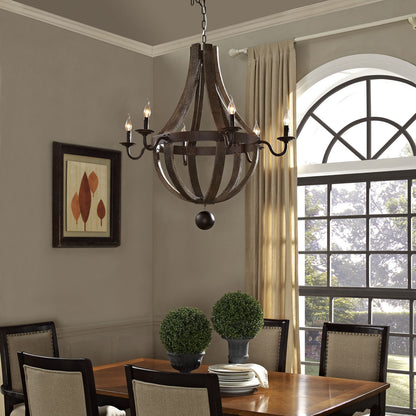 Ballista Chandelier, Brown Wood