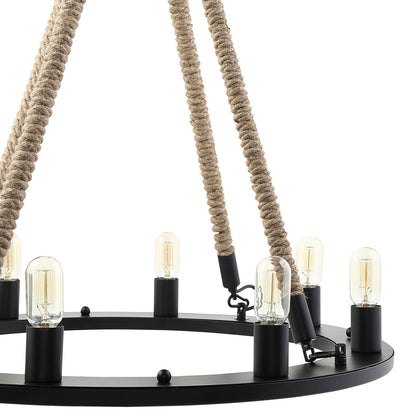 Encircle Chandelier, Black Steel