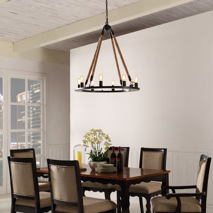 Encircle Chandelier, Black Steel