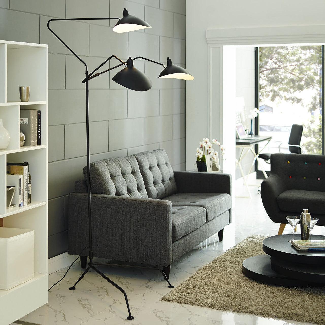 View Stainless Steel Floor Lamp, Black Steel