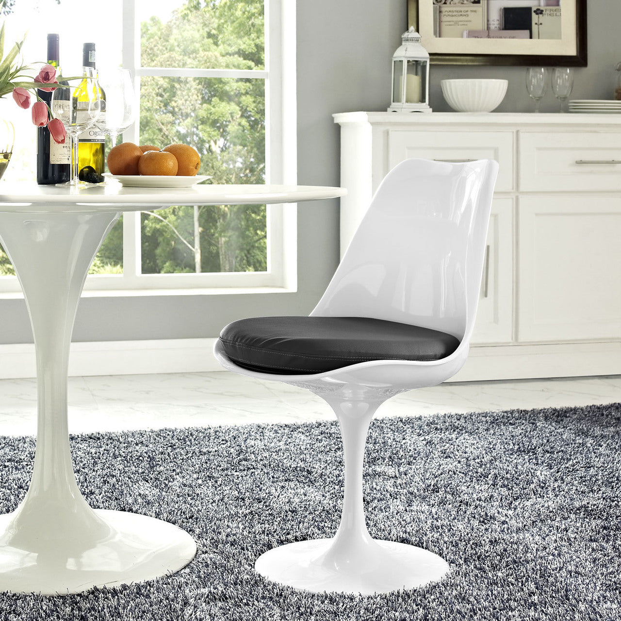 Lippa Dining Vinyl Side Chair, Grey Plastic