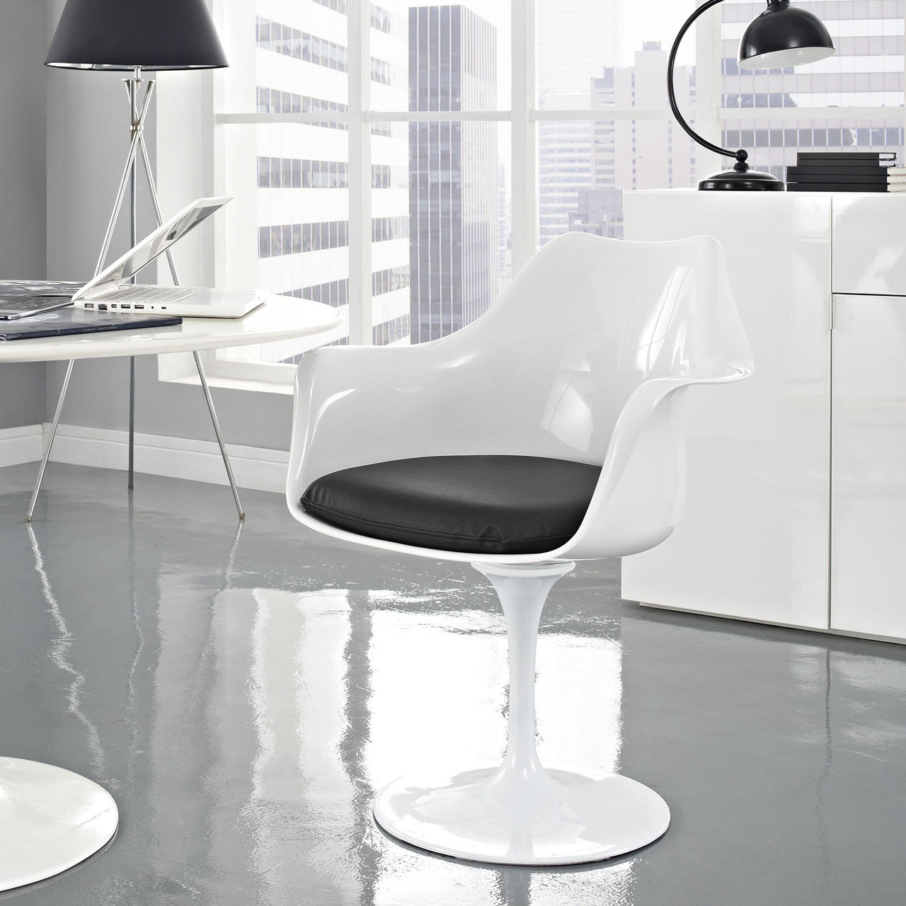 Lippa Dining Vinyl Armchair, Black, Plastic