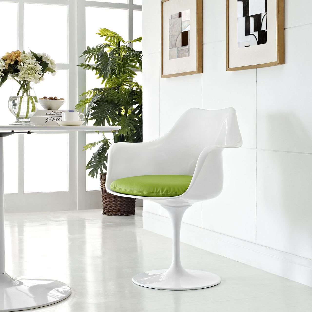 Lippa Dining Vinyl Armchair, Green, Plastic