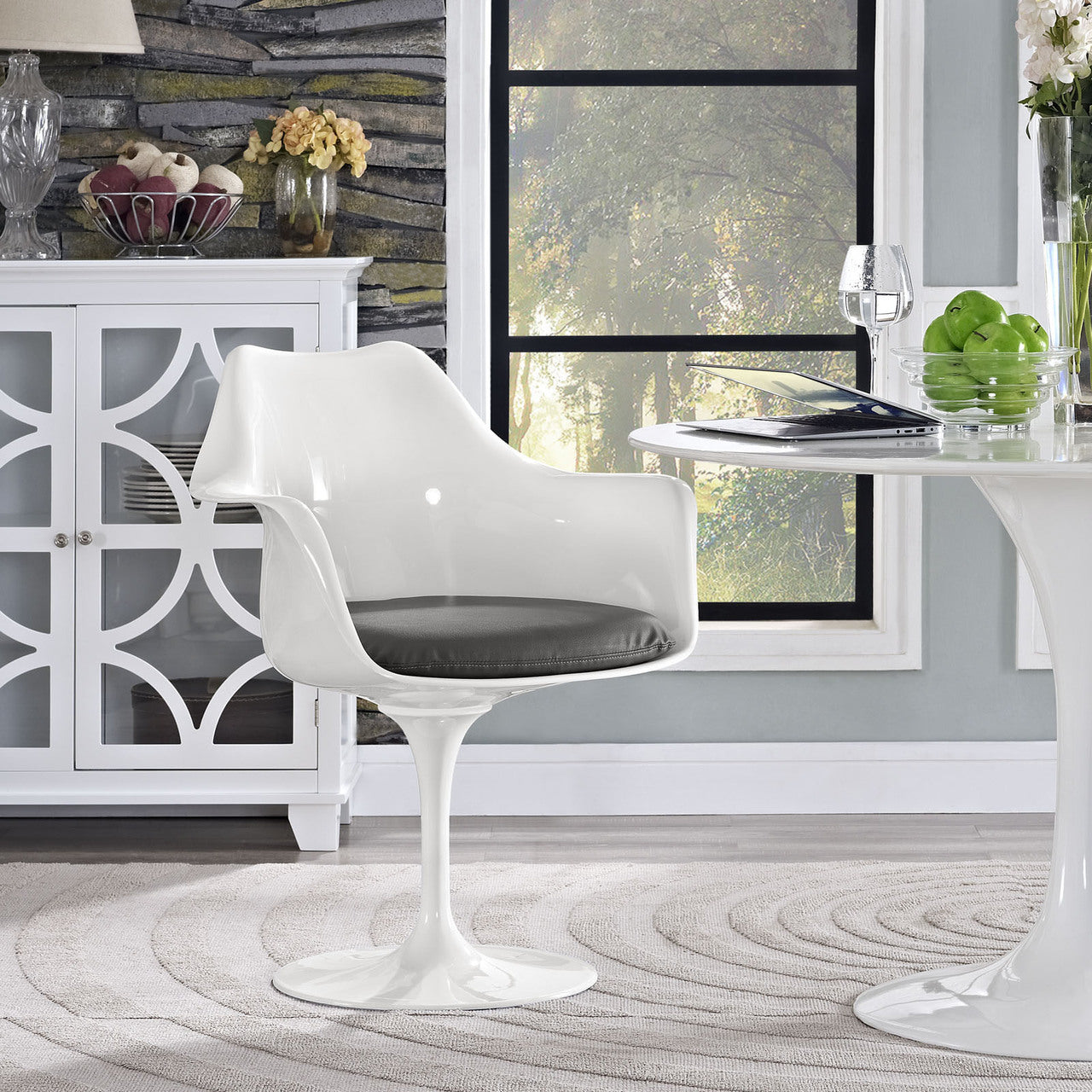 Lippa Dining Vinyl Armchair, Grey, Plastic