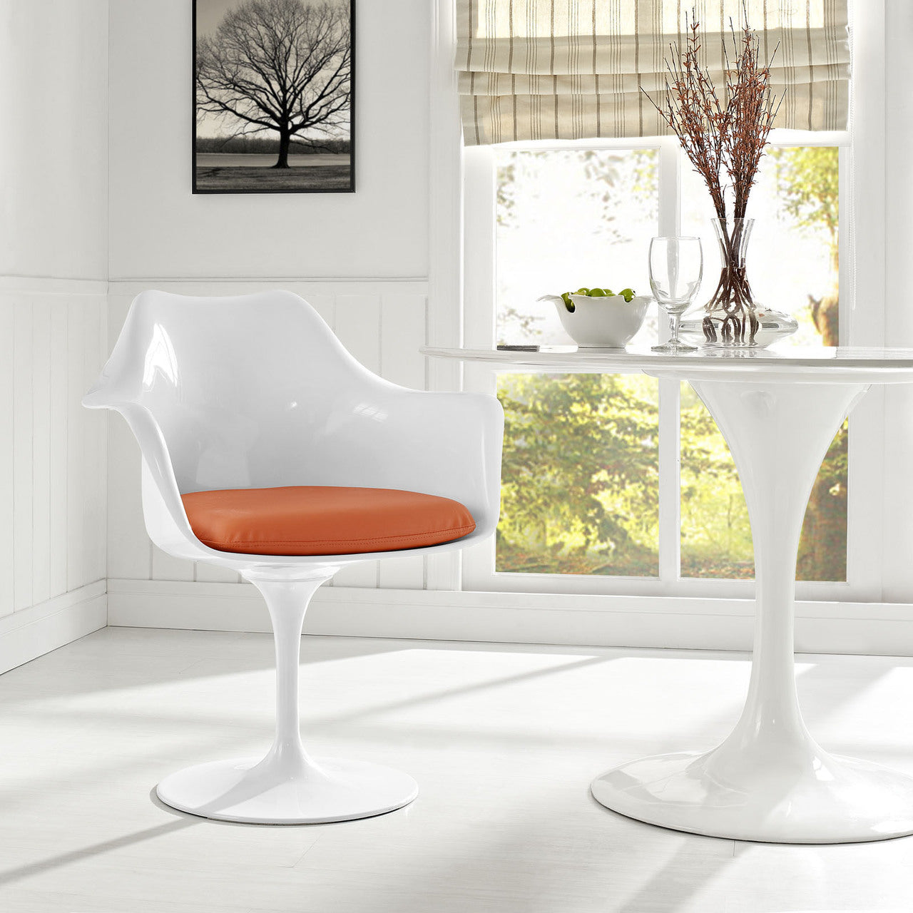 Lippa Dining Vinyl Armchair, Orange, Plastic