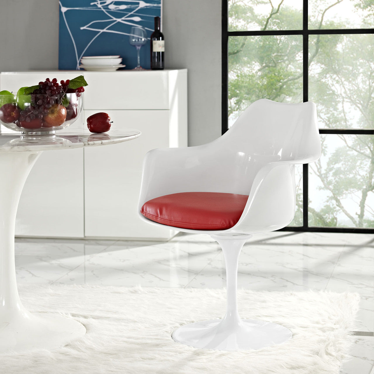 Lippa Dining Vinyl Armchair, Red, Plastic