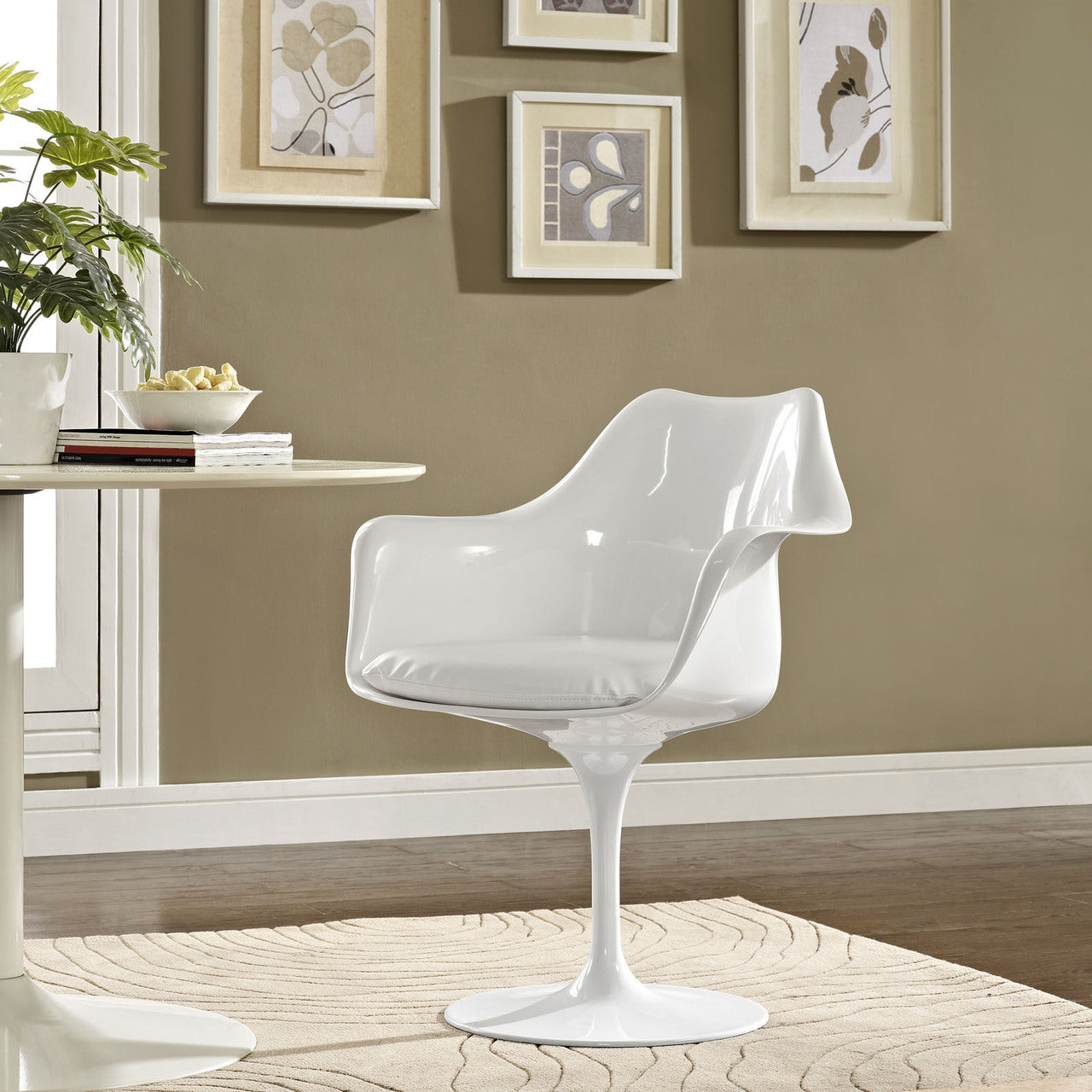 Lippa Dining Vinyl Armchair, White, Plastic