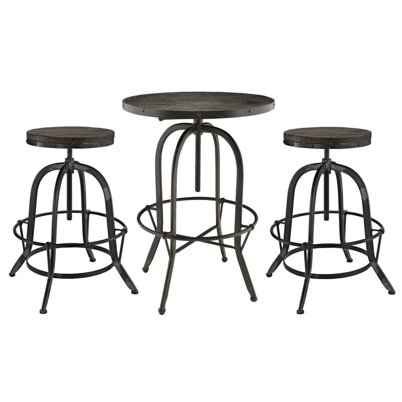Sylvan 3 Piece Dining Bar Table Set, Black Metal