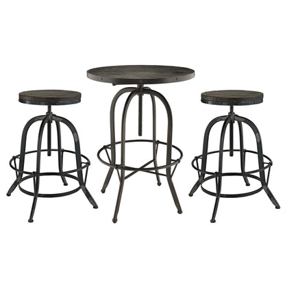 Sylvan 3 Piece Dining Bar Table Set, Black Metal