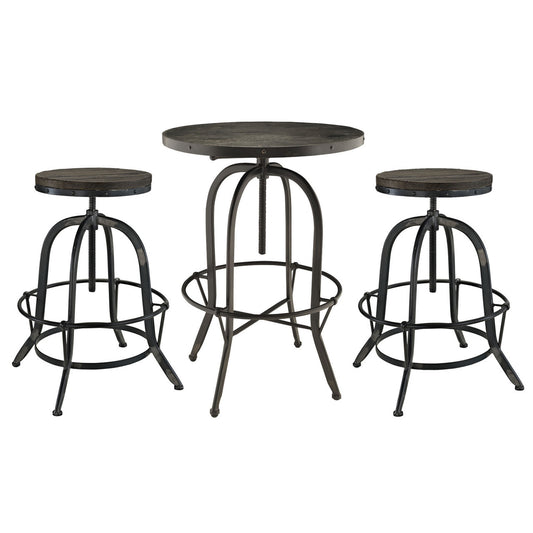 Sylvan 3 Piece Dining Bar Table Set, Black Metal