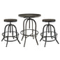 Sylvan 3 Piece Dining Bar Table Set, Black Metal