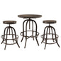 Sylvan 3 Piece Dining Bar Table Set, Brown Metal