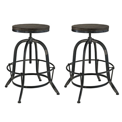 Collect 2 Piece Dining Bar Stool Set, Black Metal