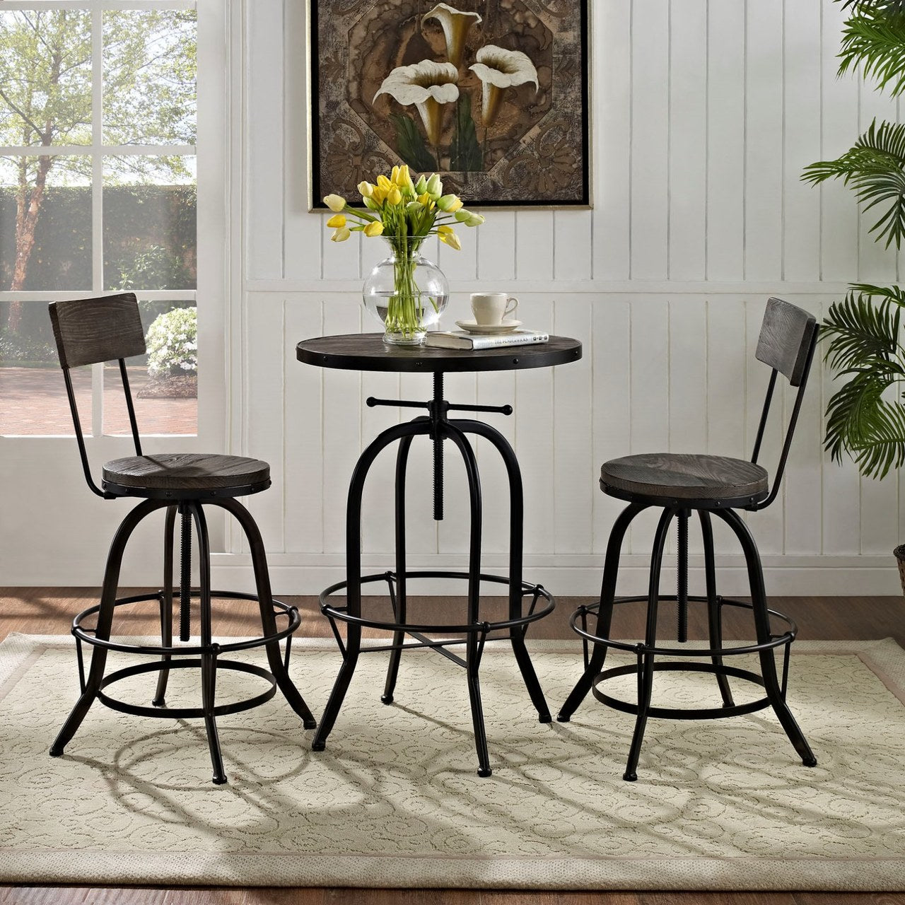 Gather Dining Chairs and Table Set, Black, Metal 9636