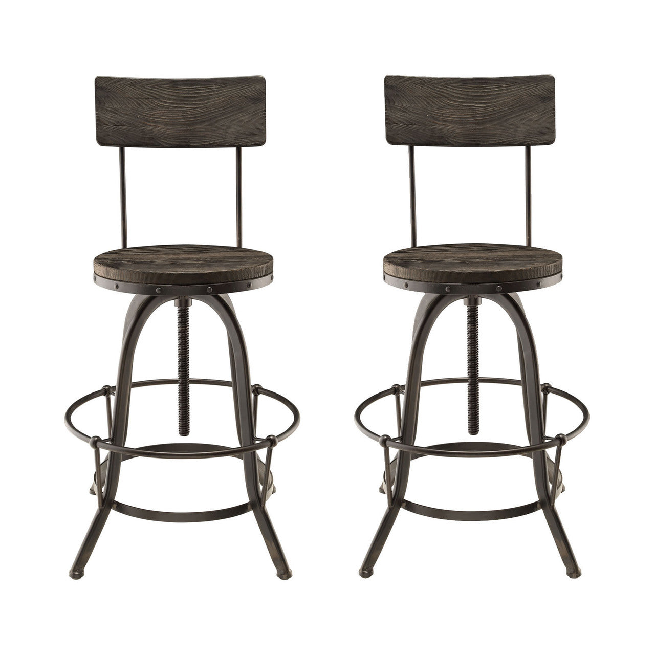 Procure 2 Piece Dining Barstool Set, Black Metal