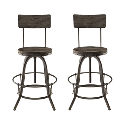 Procure 2 Piece Dining Barstool Set, Black Metal