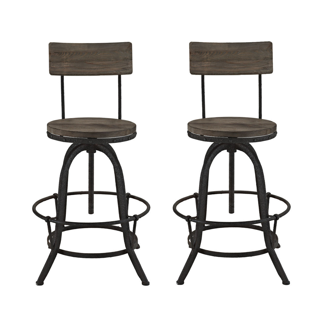 Procure 2 Piece Dining Barstool Set, Brown Metal