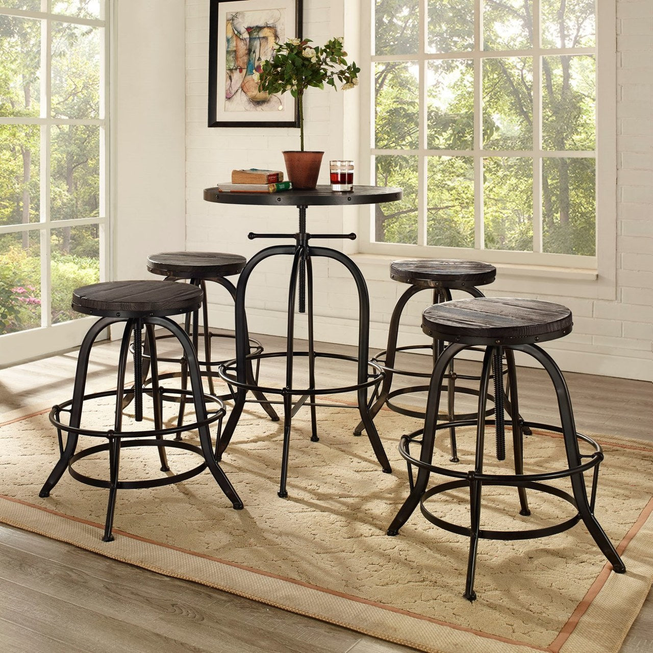Gather Five PCS Dining Set , Black, Metal 9638