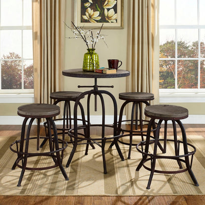 Gather Five PCS Dining Set , Brown, Metal 9639