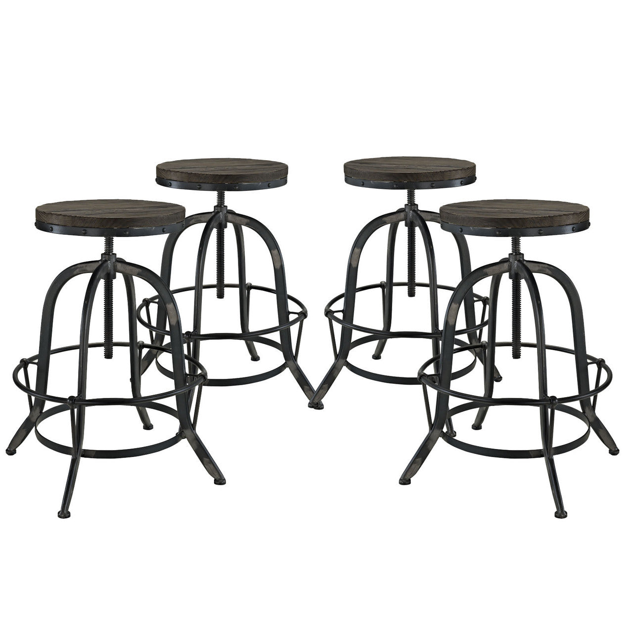 Collect 4 Piece Dining Bar Stool Set, Black Metal