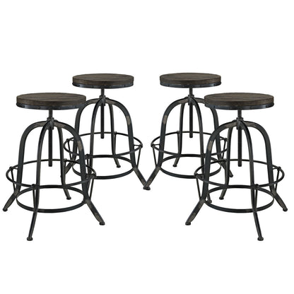 Collect 4 Piece Dining Bar Stool Set, Black Metal