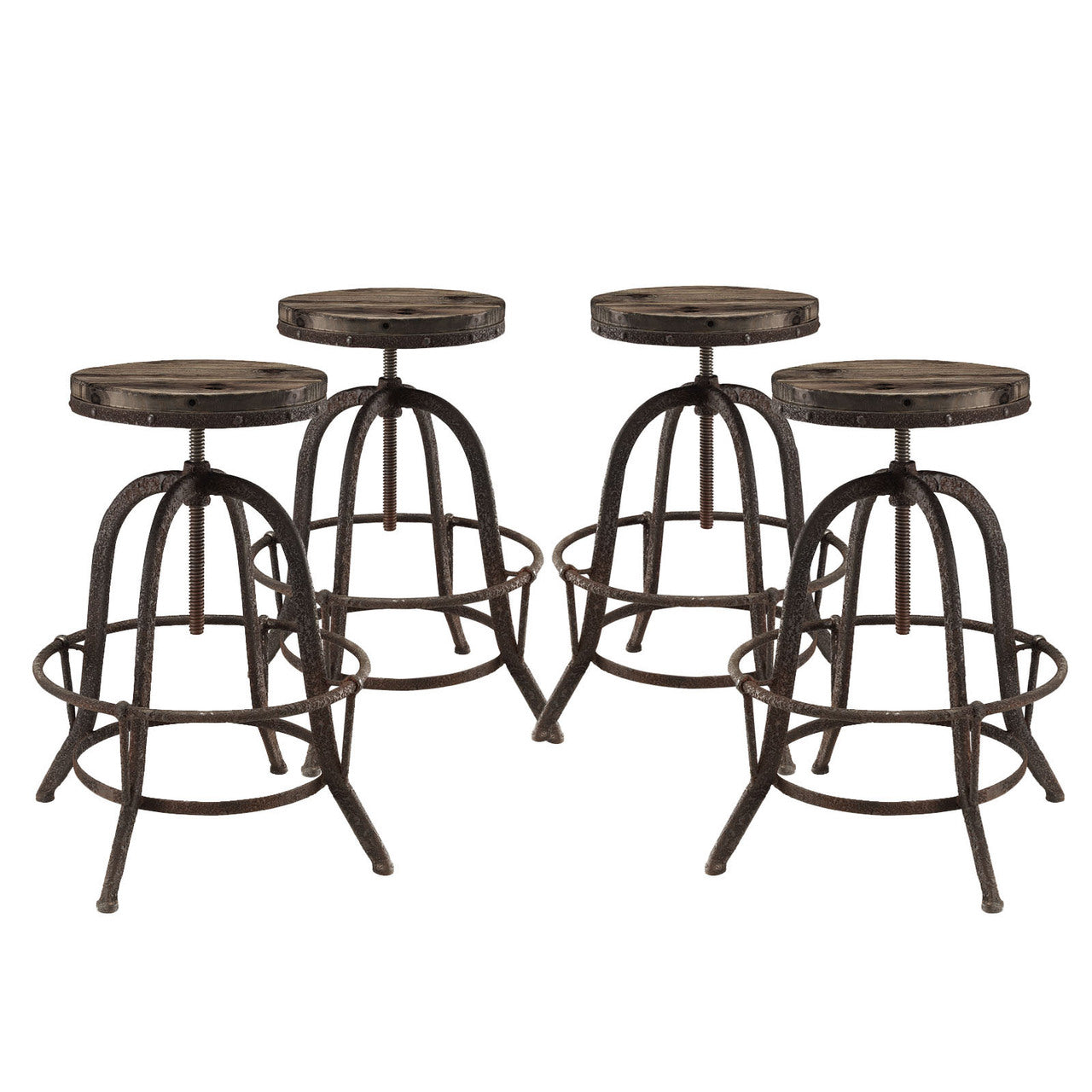 Collect 4 Piece Dining Bar Stool Set, Brown Metal
