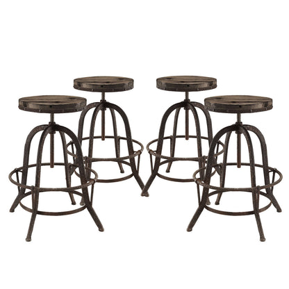 Collect 4 Piece Dining Bar Stool Set, Brown Metal