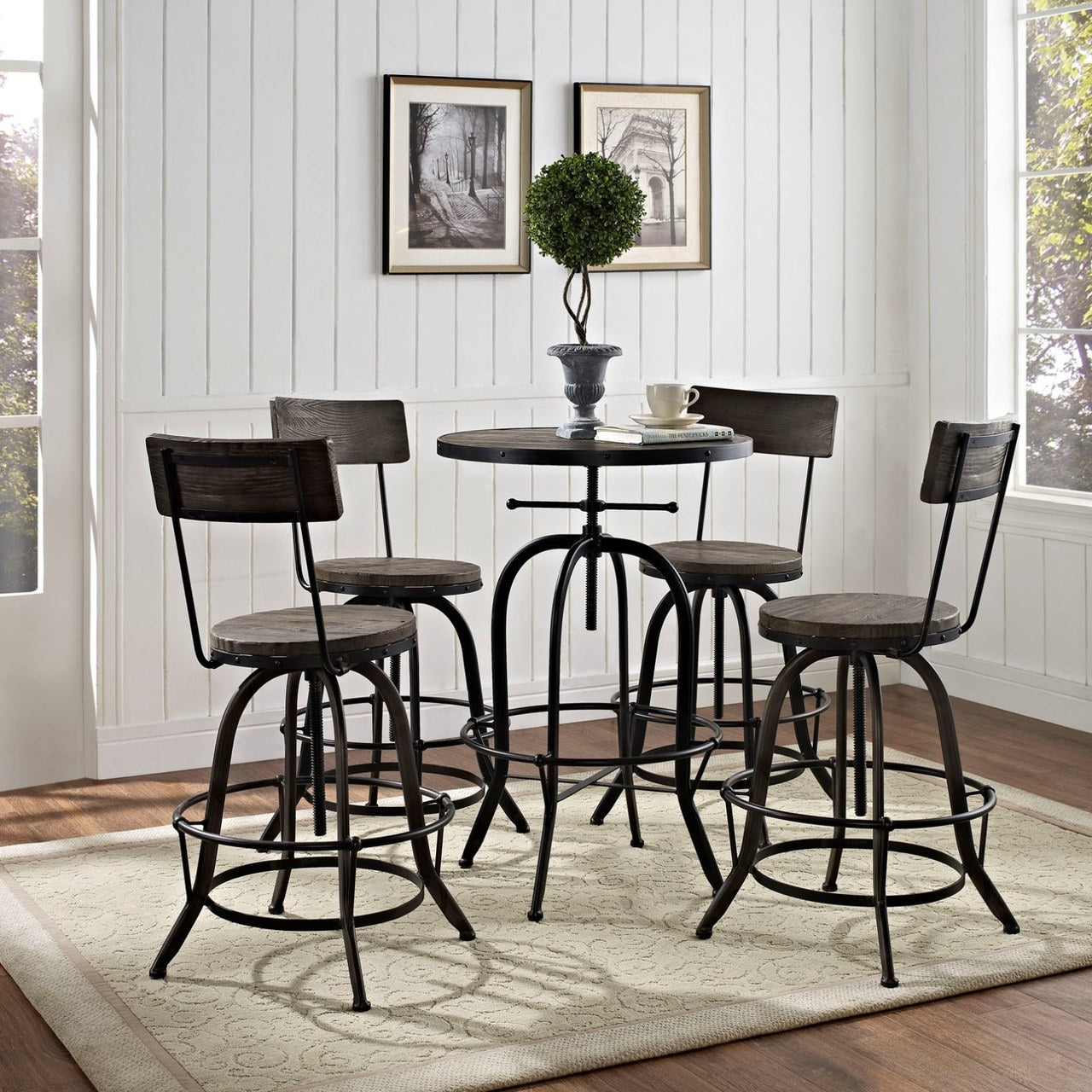 Gather Five PCS Dining Set, Black, Metal 9640