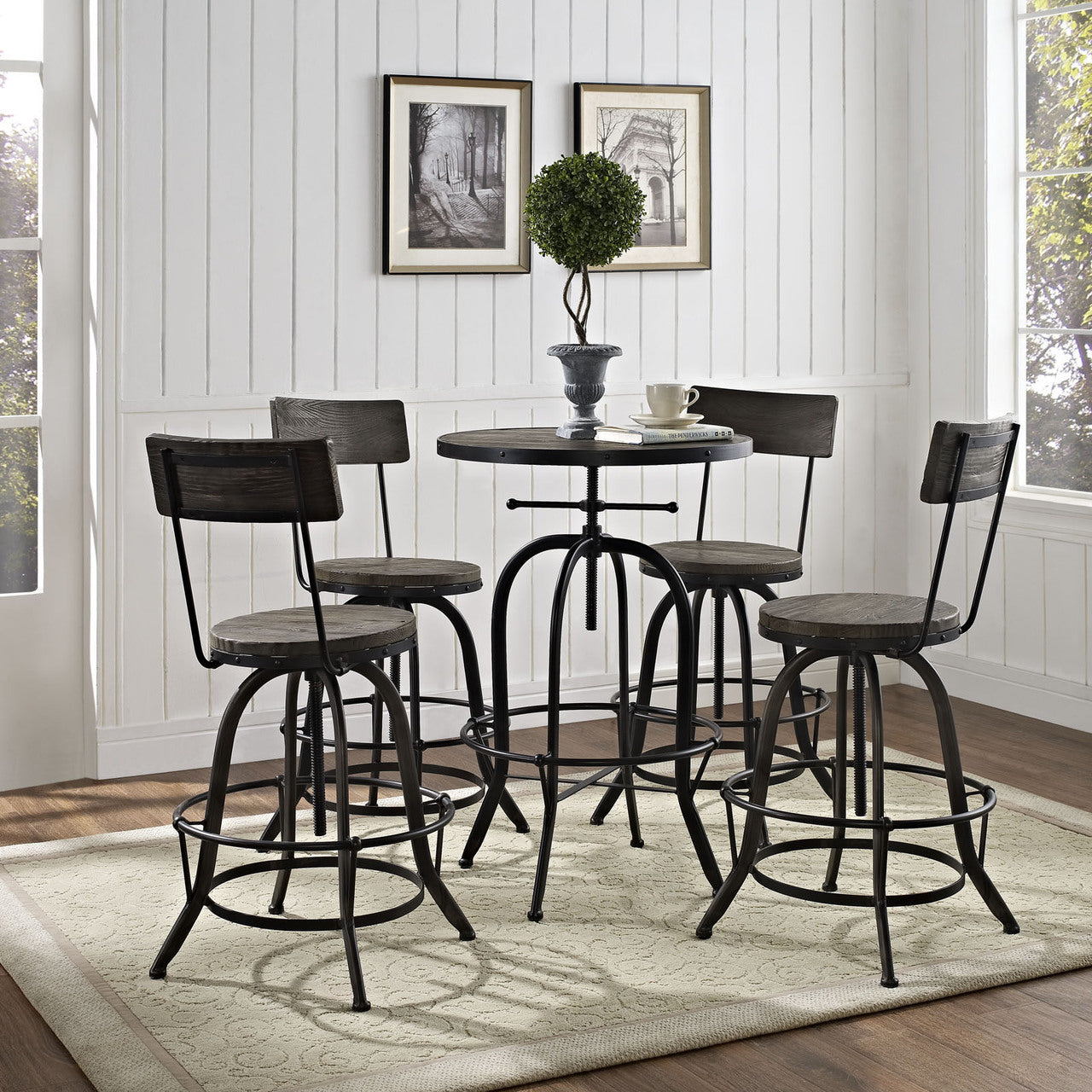 Procure 4 Piece Dining Barstool Set, Black Metal
