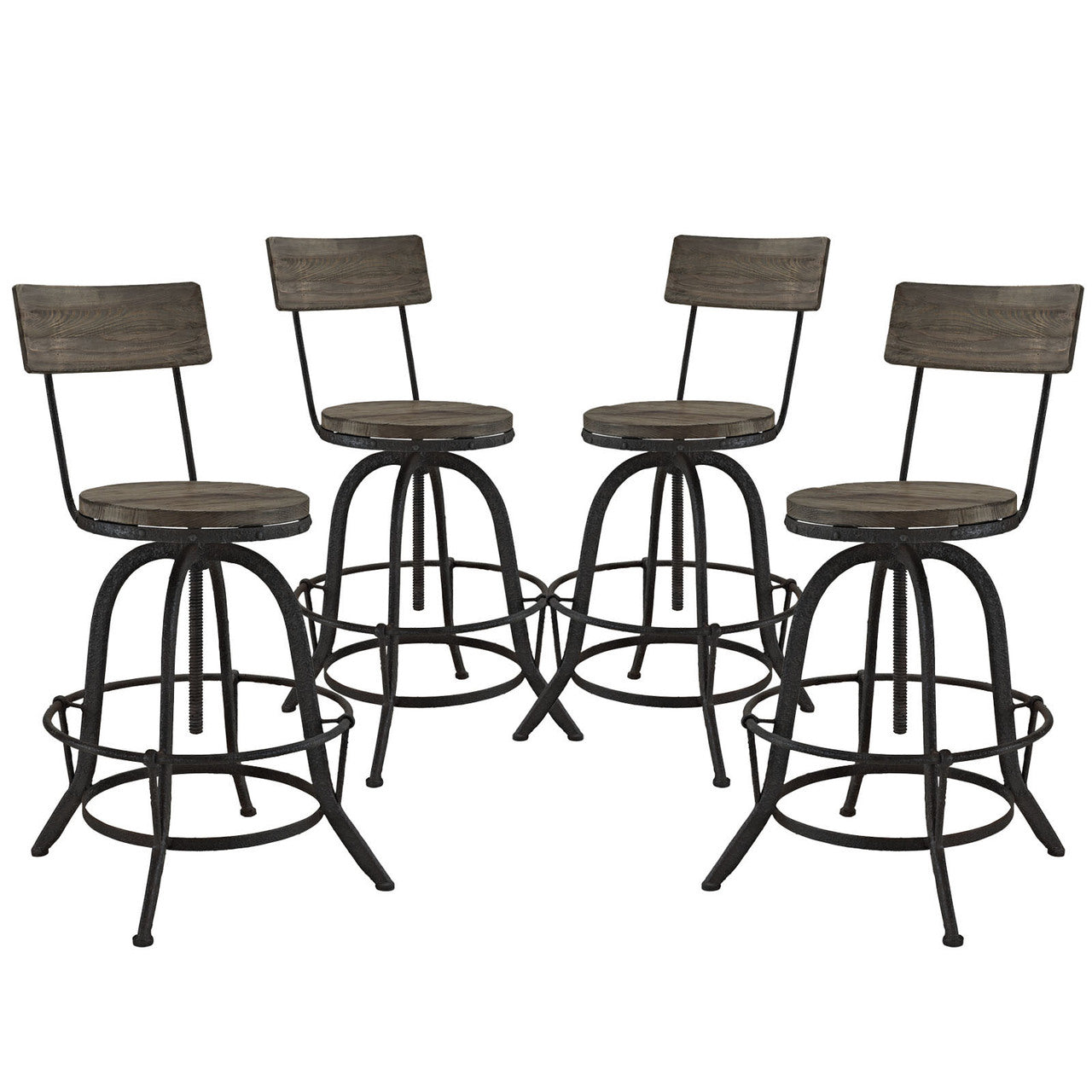 Procure 4 Piece Dining Barstool Set, Brown Metal