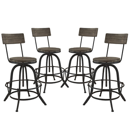 Procure 4 Piece Dining Barstool Set, Brown Metal