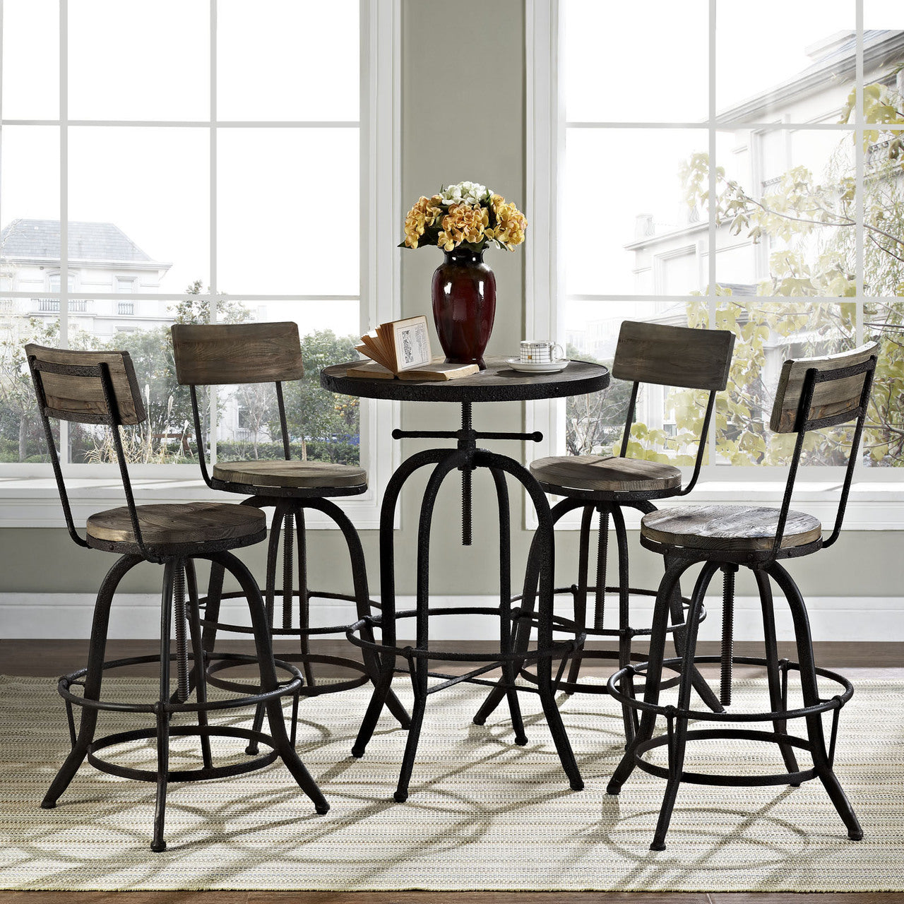 Procure 4 Piece Dining Barstool Set, Brown Metal