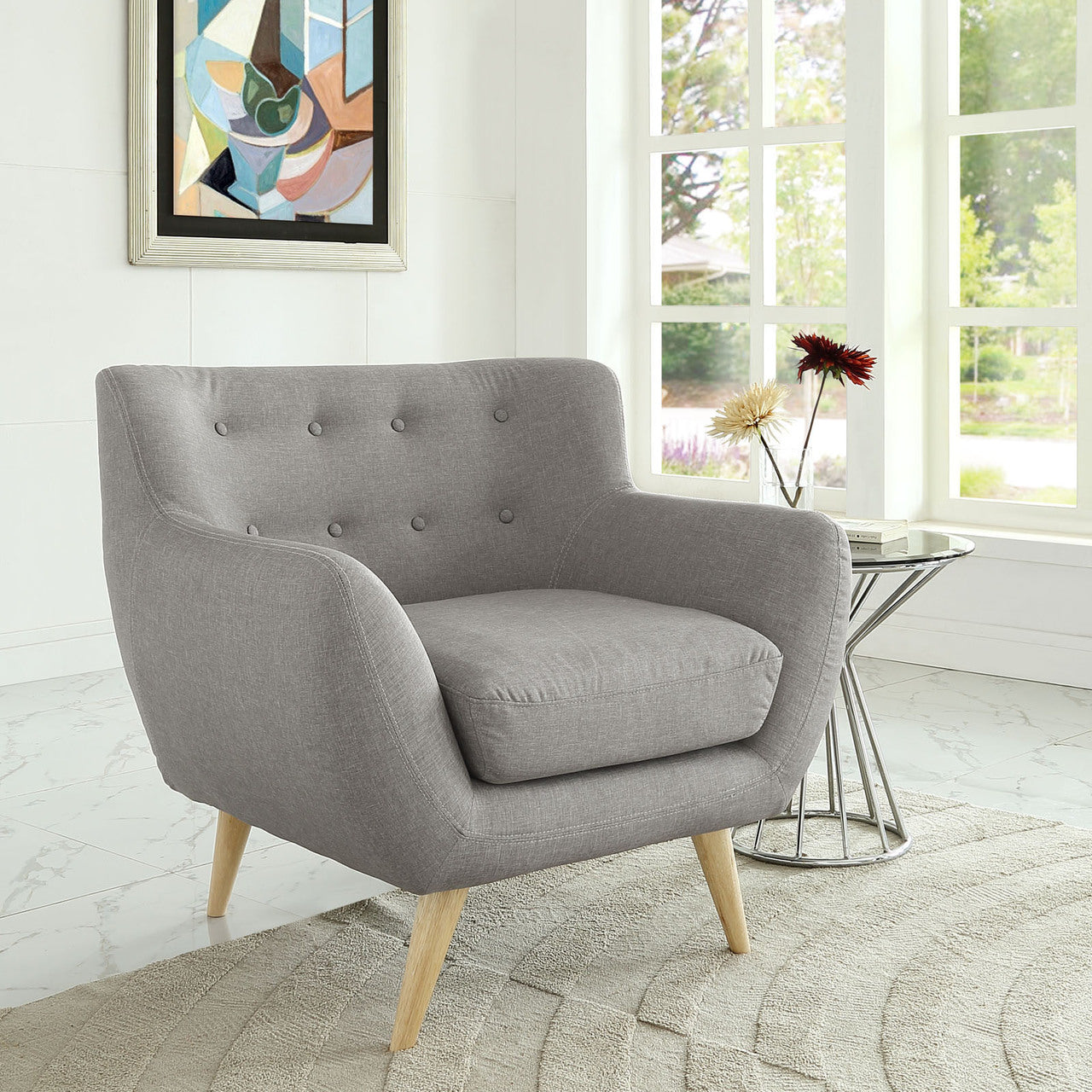 Remark Armchair, Light Grey Fabric