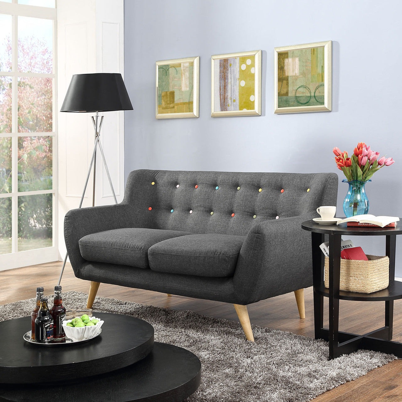Remark Loveseat, Grey Fabric