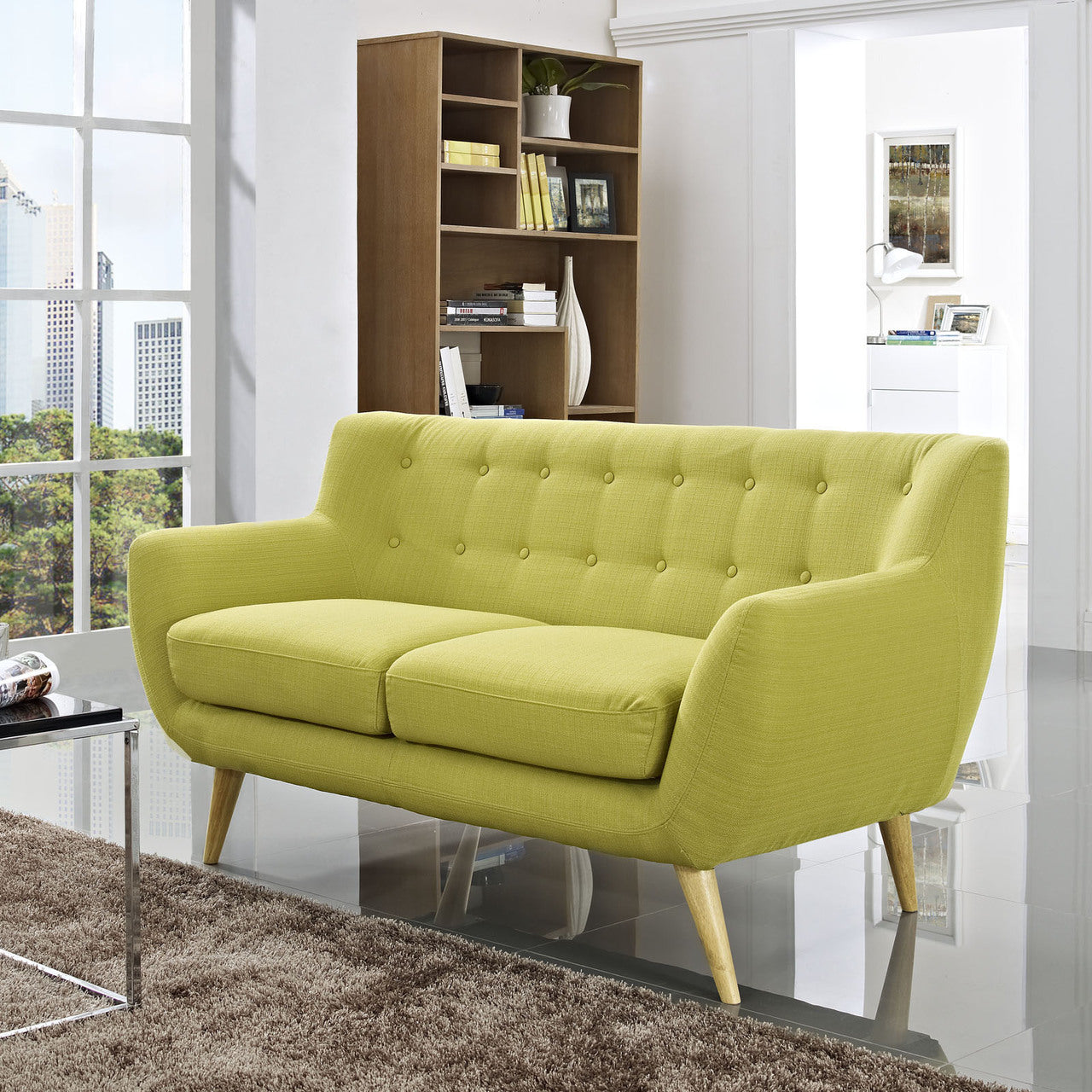 Remark Loveseat, Green Fabric