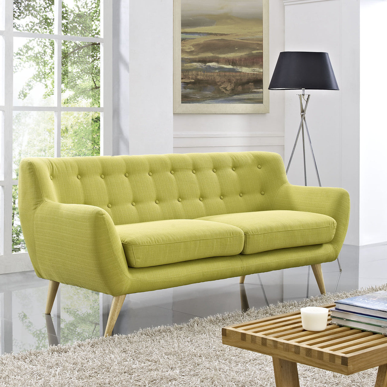 Remark Sofa, Green Fabric