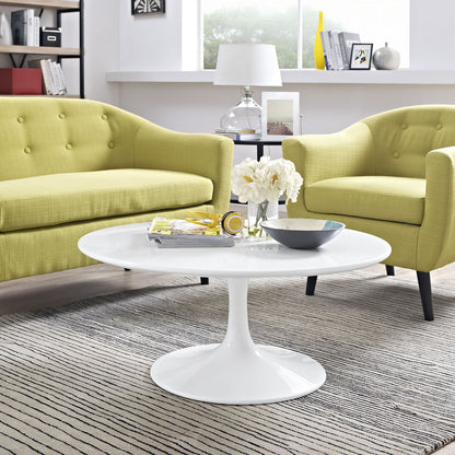 Lippa 36" Coffee Table, White Steel Wood