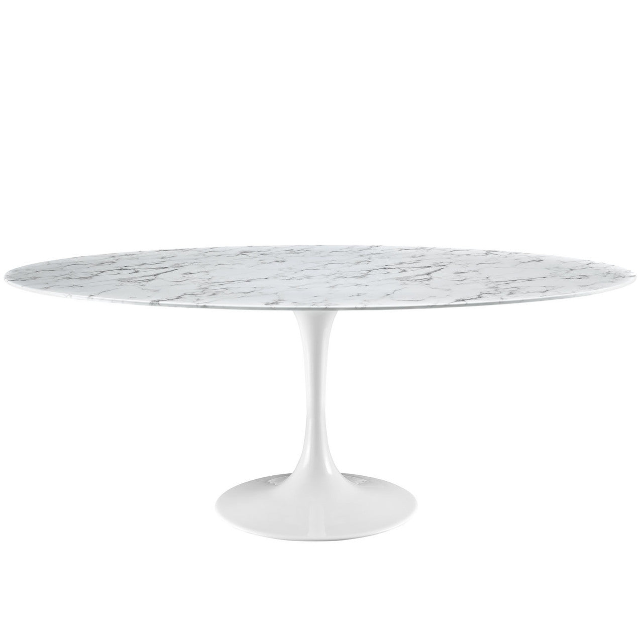 Lippa 78" Artificial Marble Dining Table, White Steel