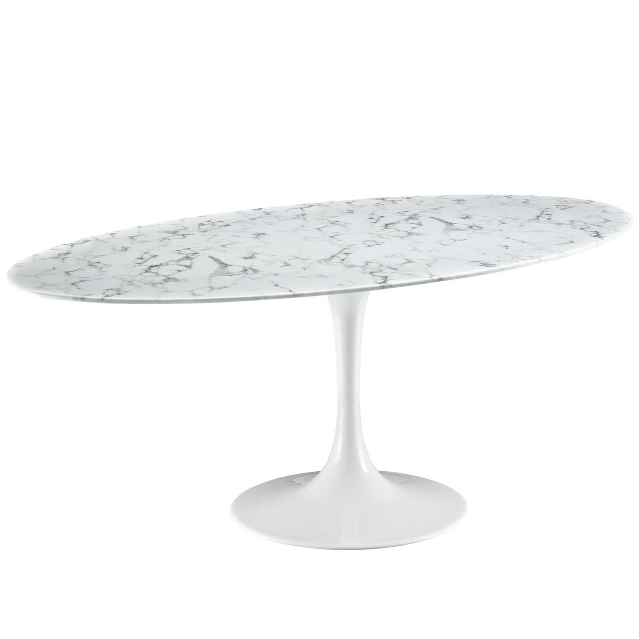 Lippa 78" Artificial Marble Dining Table, White Steel
